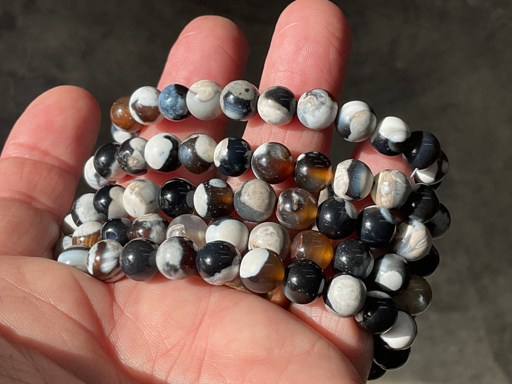 “Orca Agate” 8mm Bead Bracelet