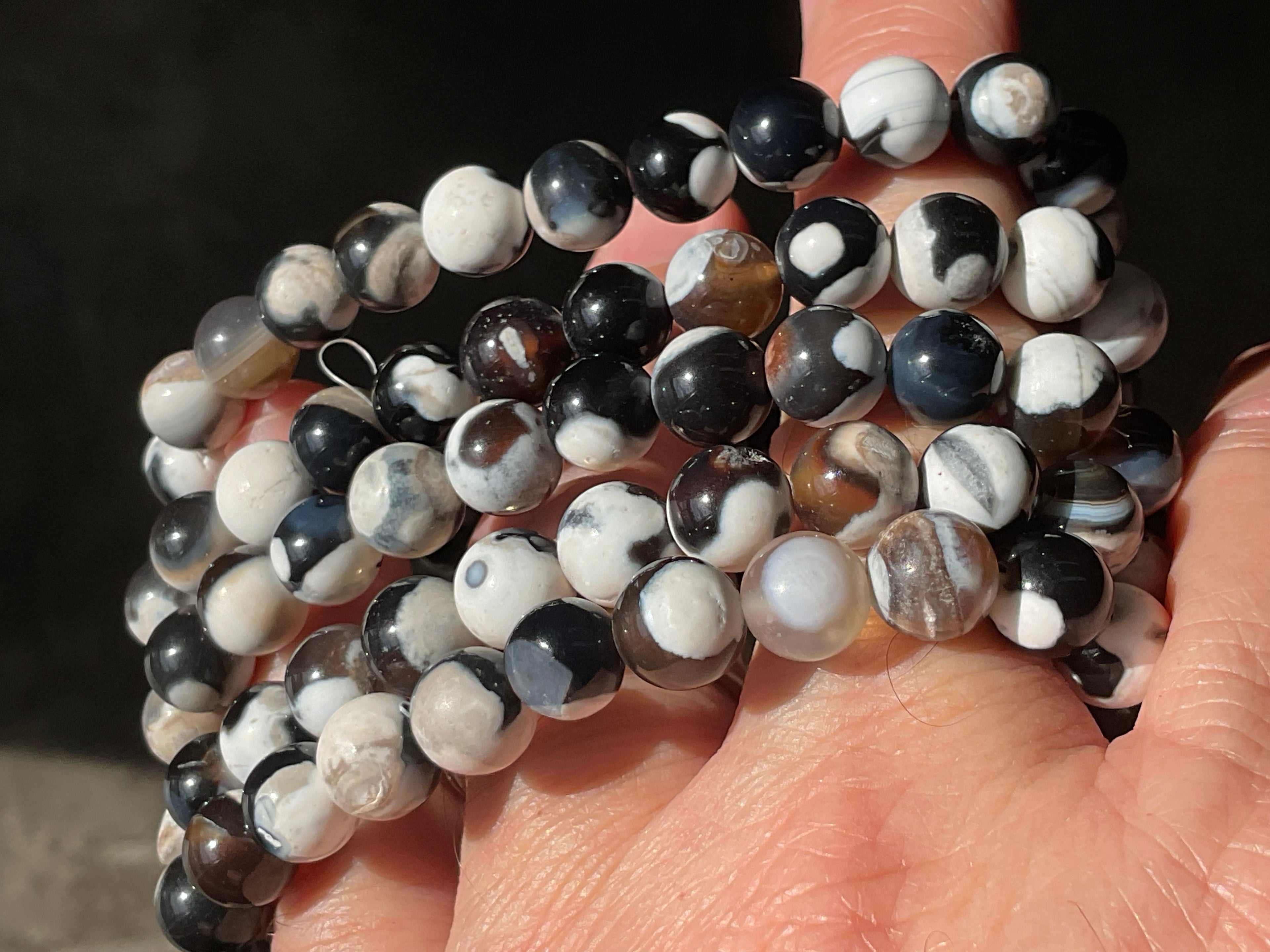 “Orca Agate” 8mm Bead Bracelet