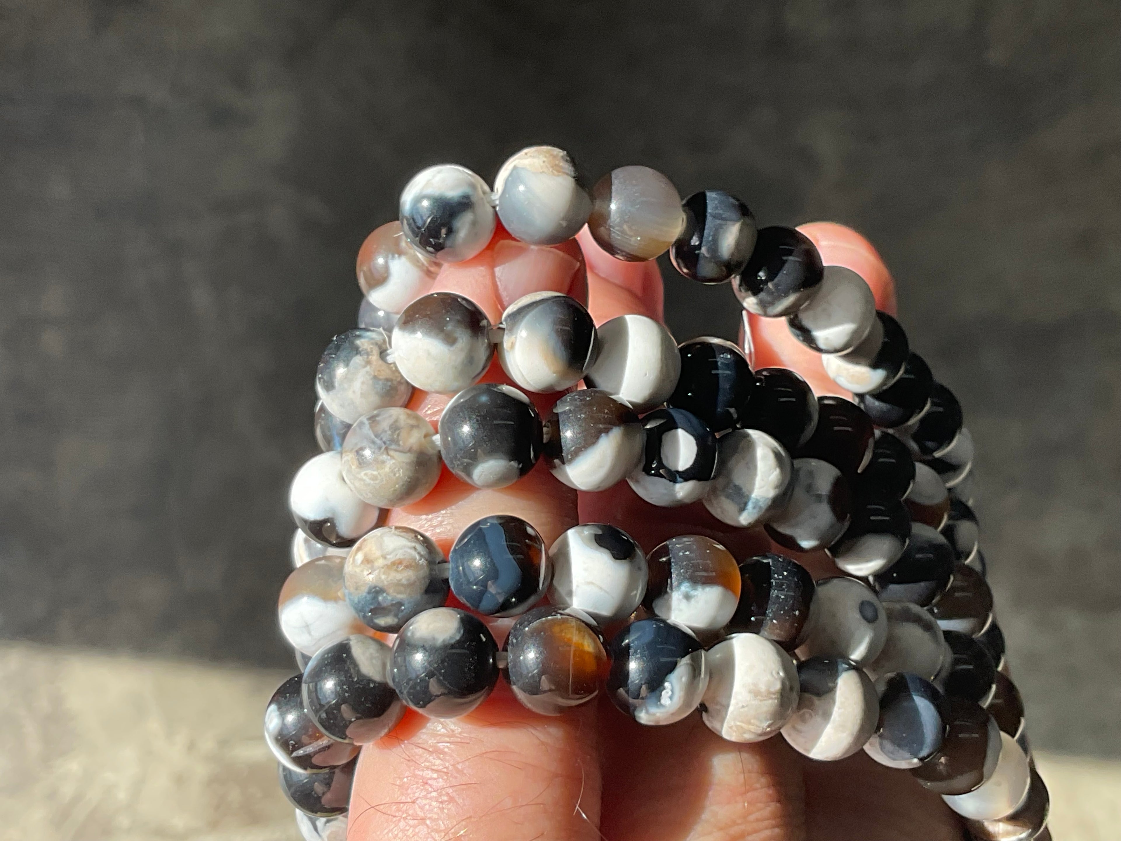 “Orca Agate” 8mm Bead Bracelet
