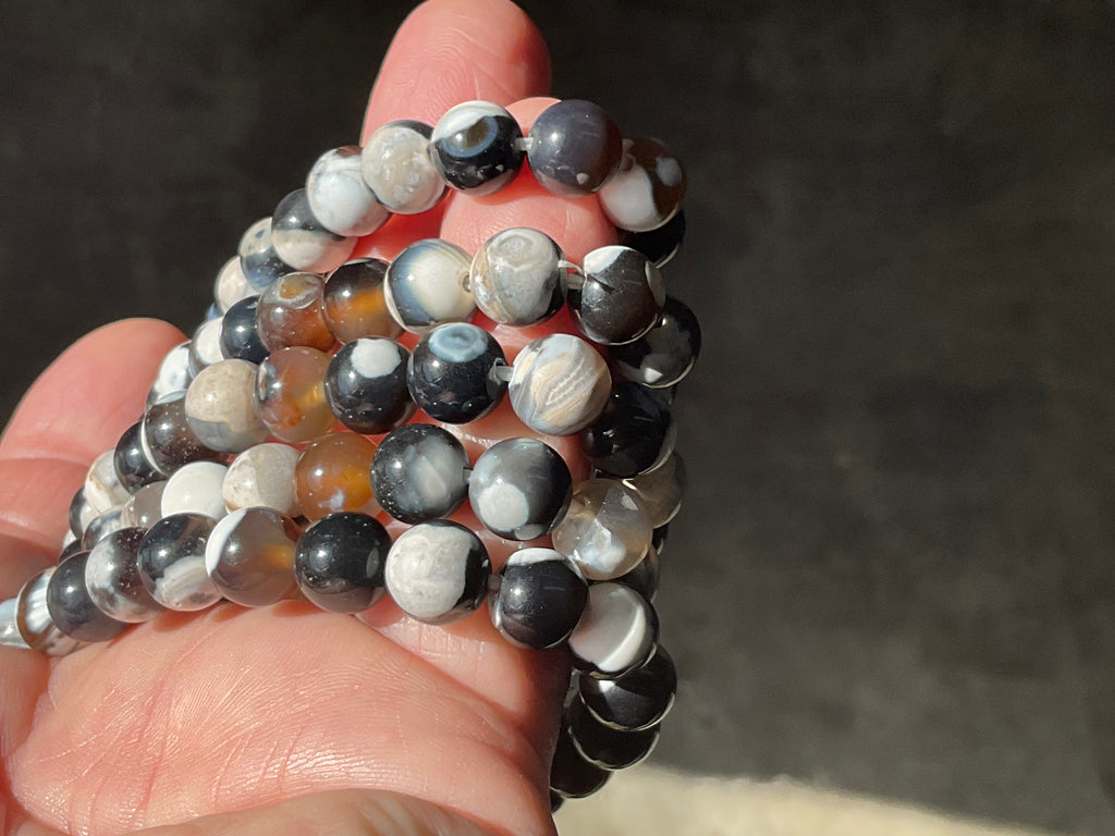 “Orca Agate” 8mm Bead Bracelet