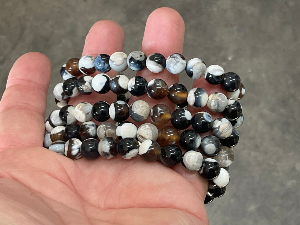 “Orca Agate” 8mm Bead Bracelet