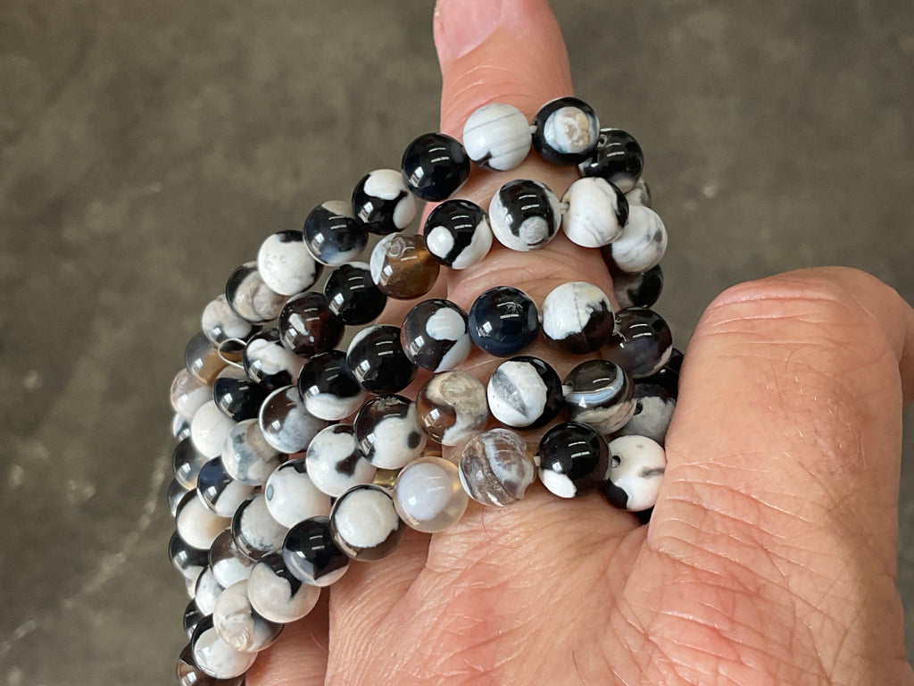 “Orca Agate” 8mm Bead Bracelet