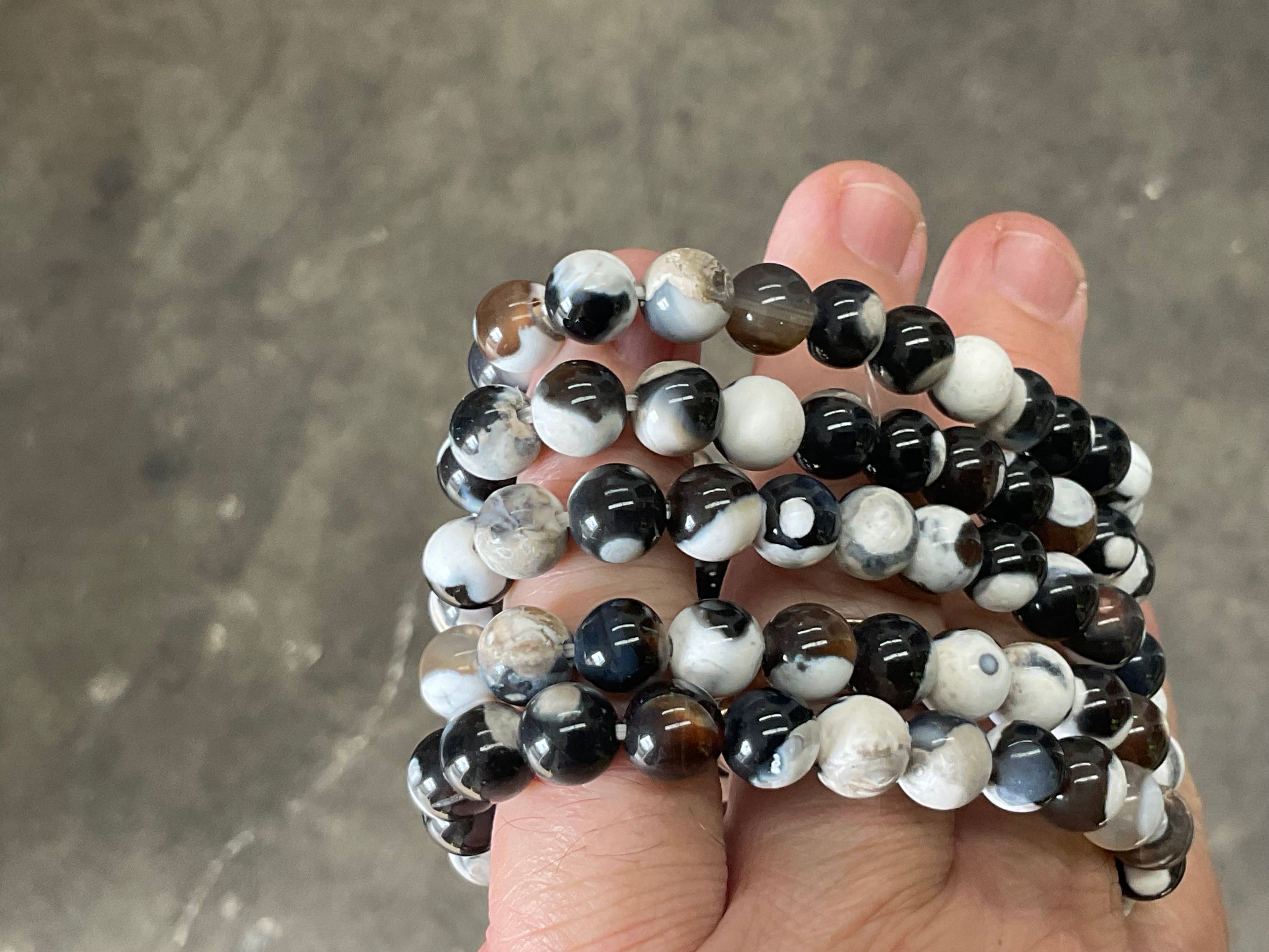 “Orca Agate” 8mm Bead Bracelet
