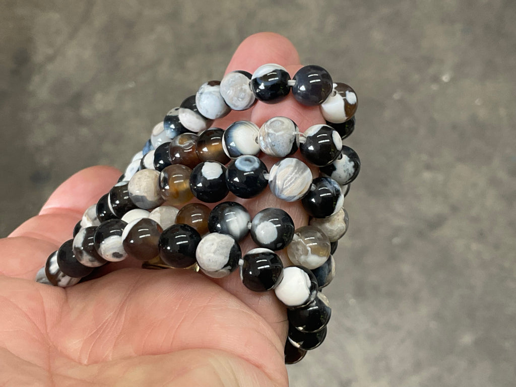 “Orca Agate” 8mm Bead Bracelet