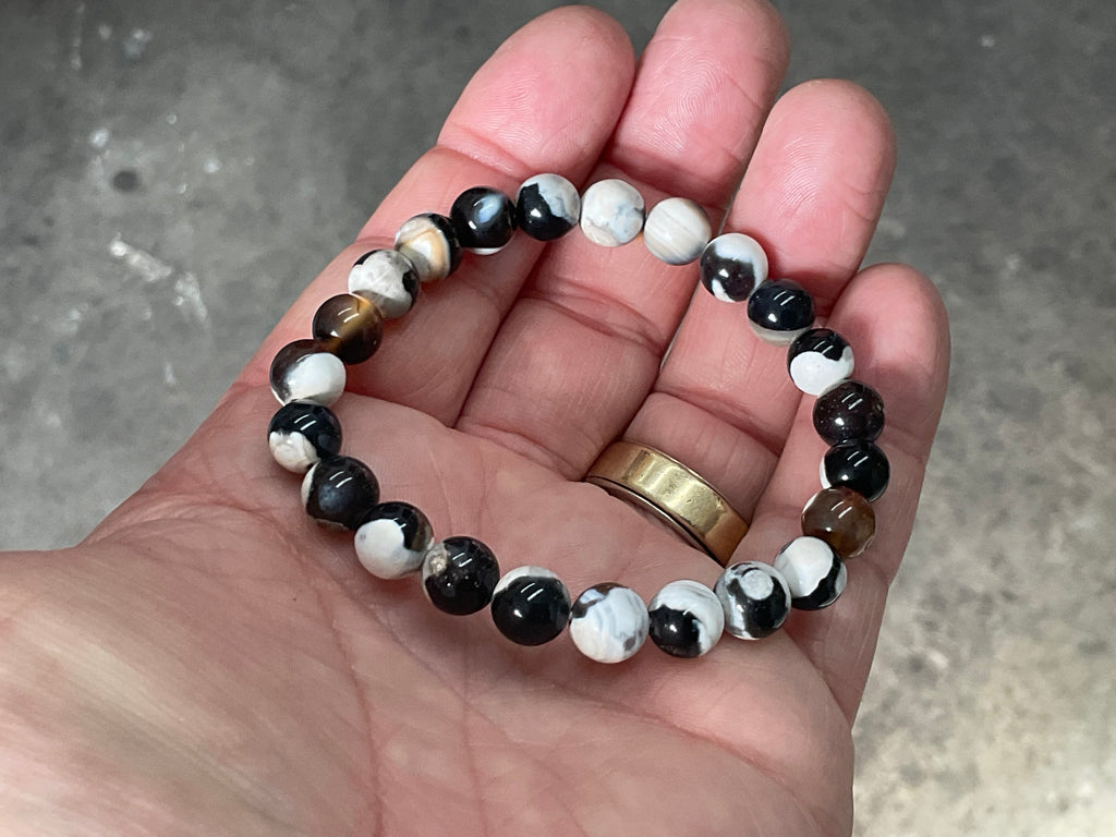 “Orca Agate” 8mm Bead Bracelet