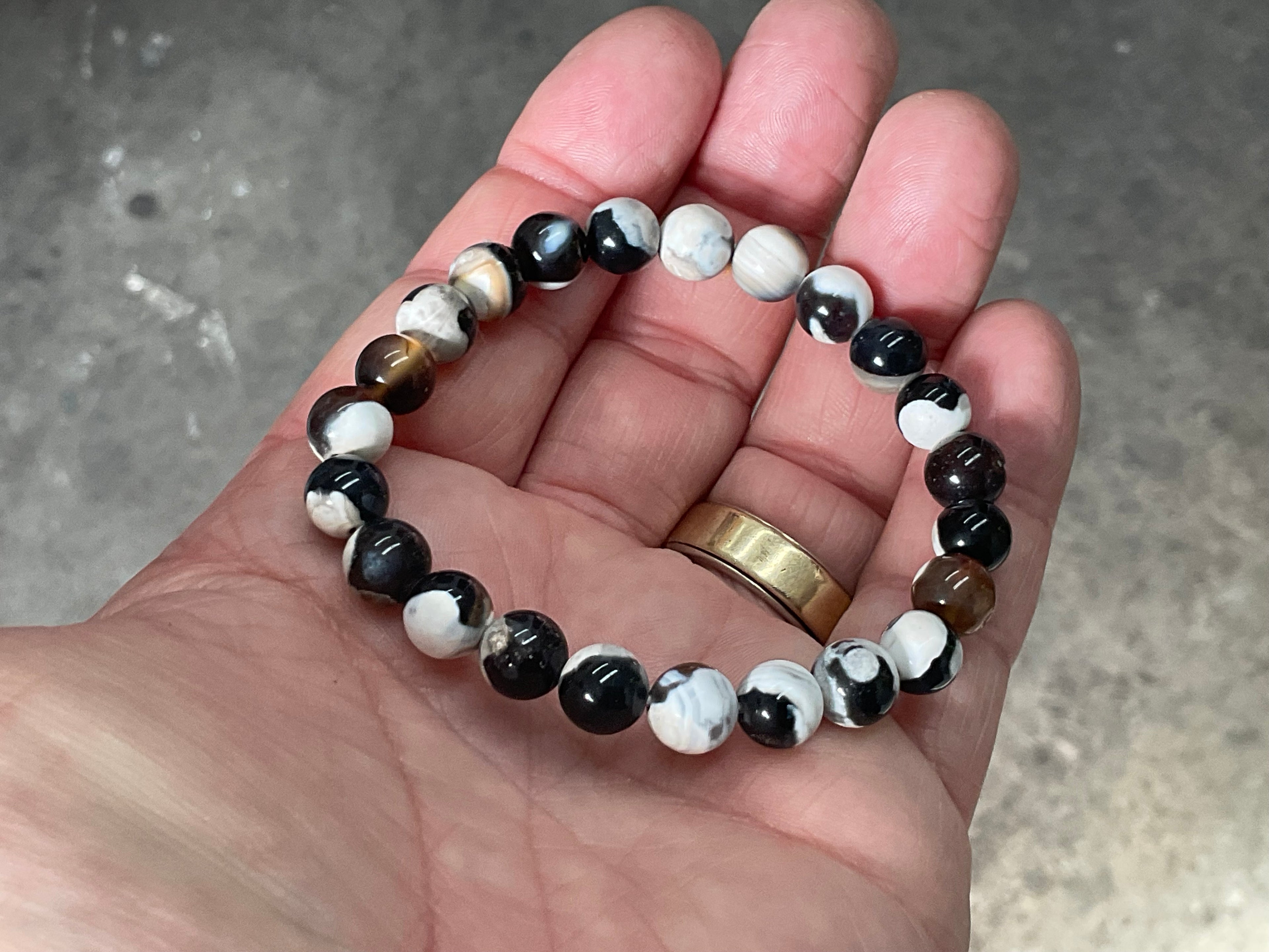 “Orca Agate” 8mm Bead Bracelet