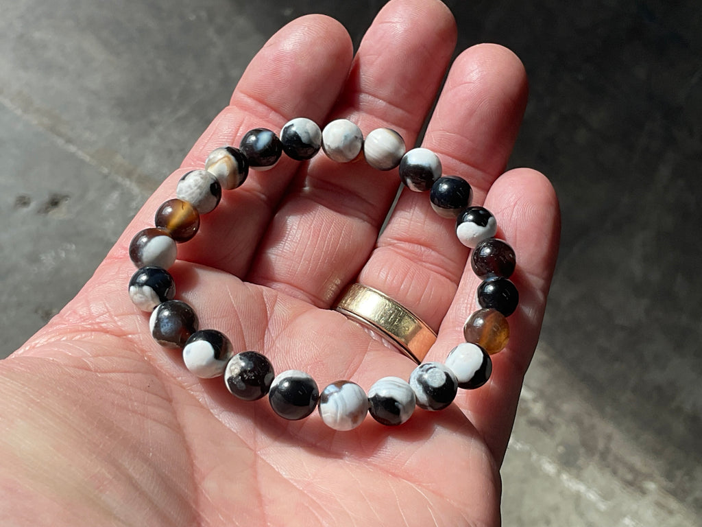 “Orca Agate” 8mm Bead Bracelet