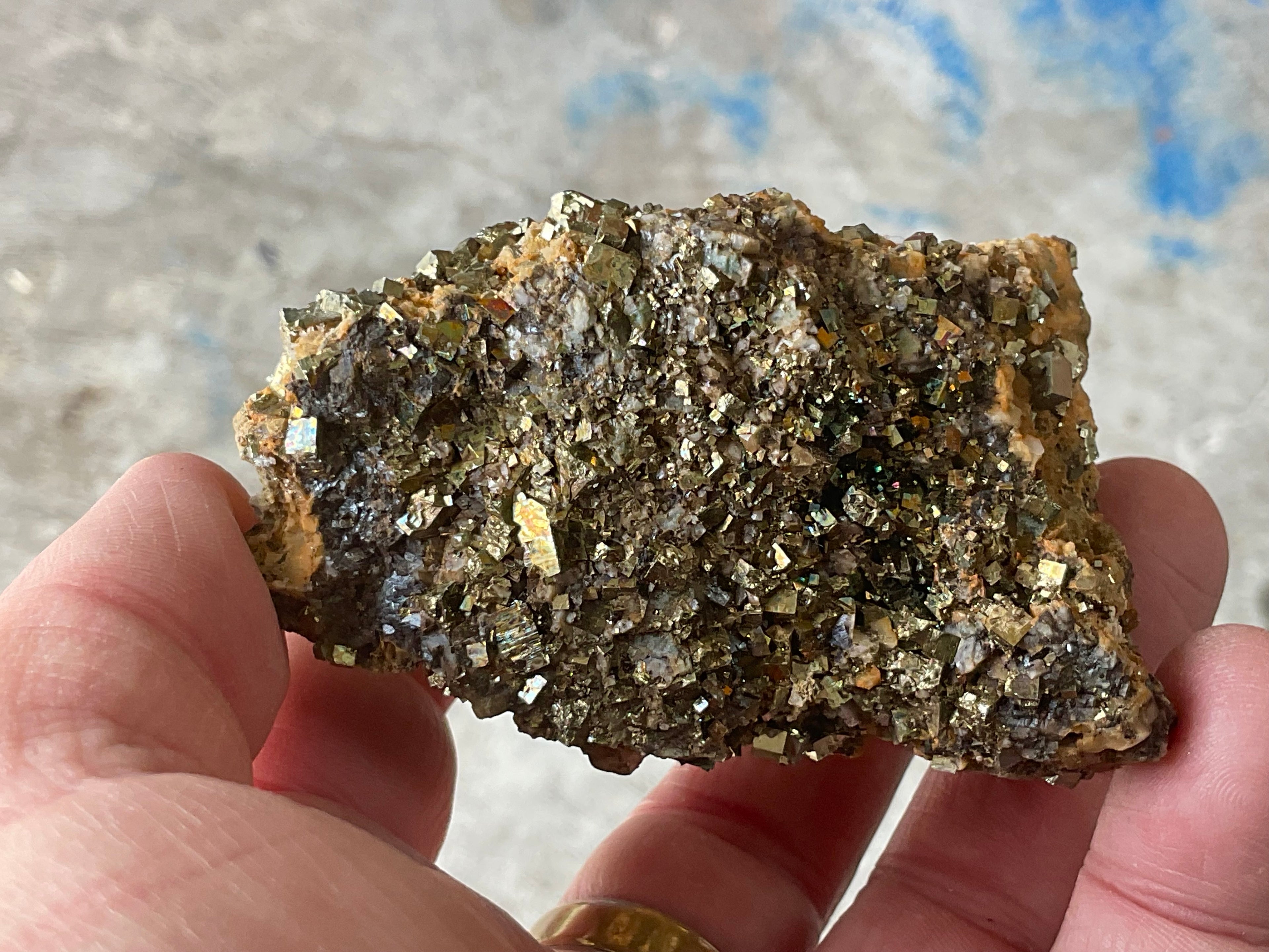 322g Chinese Pyrite with Quartz on Matrix Specimen E
