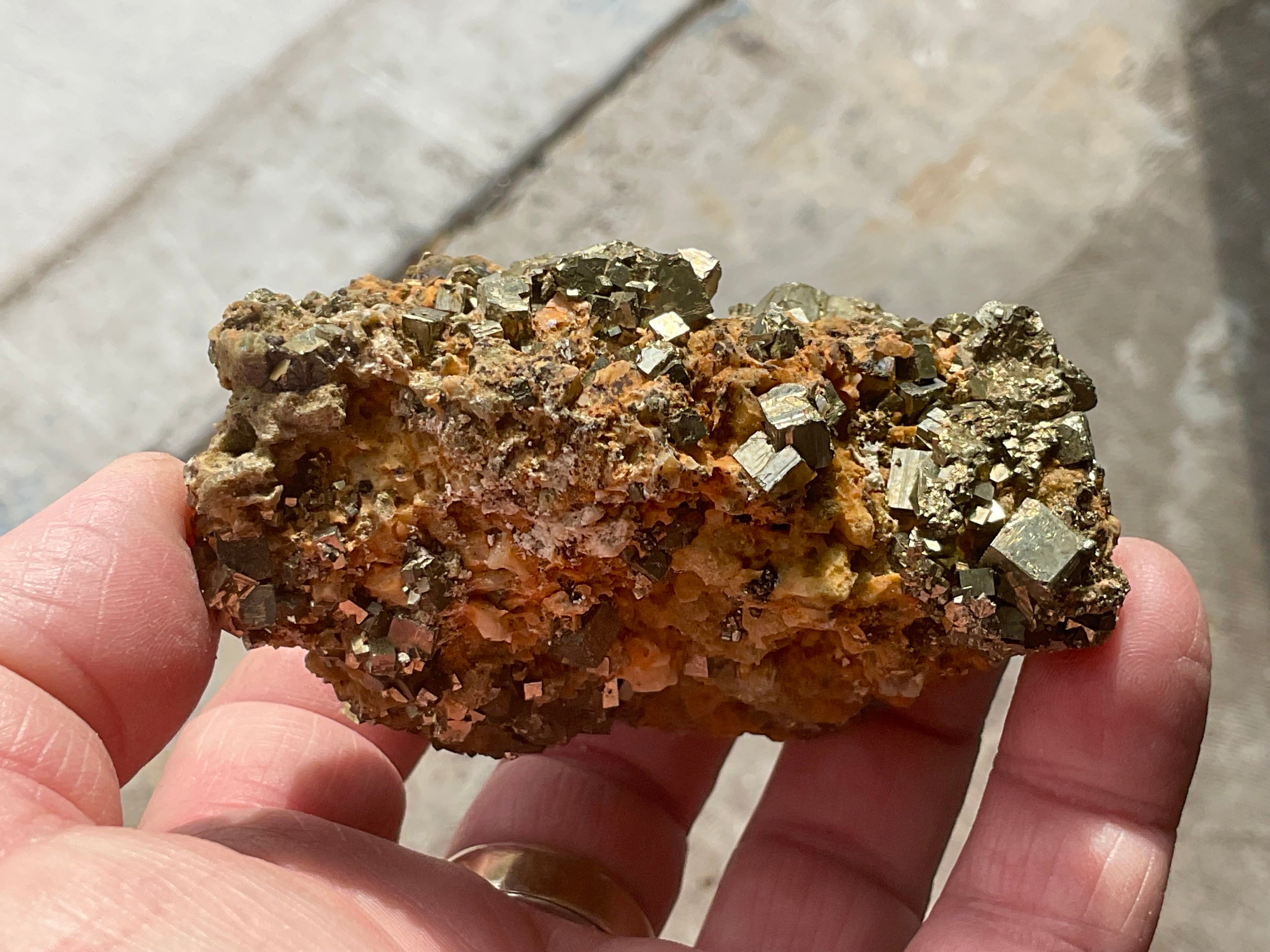 322g Chinese Pyrite with Quartz on Matrix Specimen E