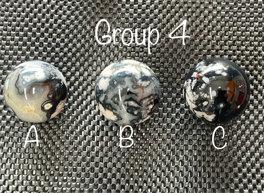 226g Black Flower Agate Sphere 4C