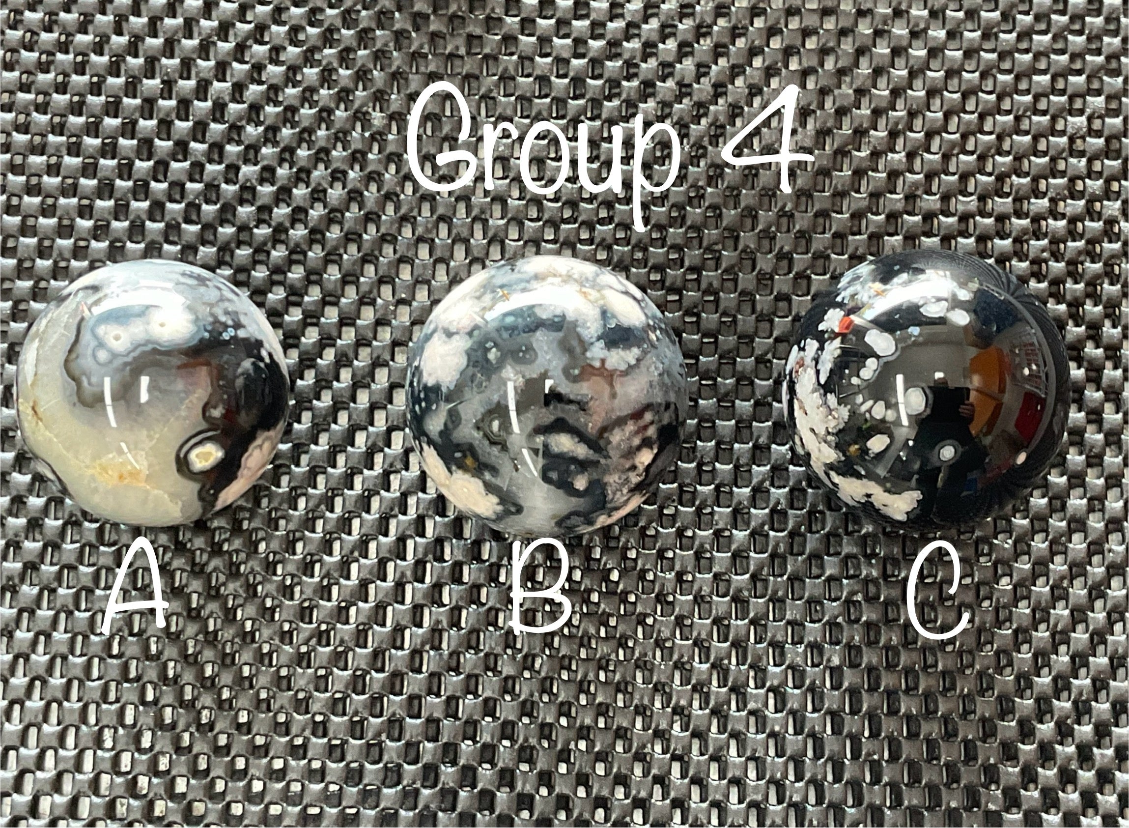 226g Black Flower Agate Sphere 4C