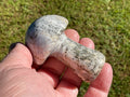 152g Pyrite in Quartz with Calcite Mushroom Carving 2C