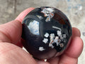 226g Black Flower Agate Sphere 4C