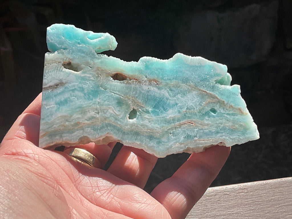 120g Blue Aragonite/Caribbean Blue Calcite Slab