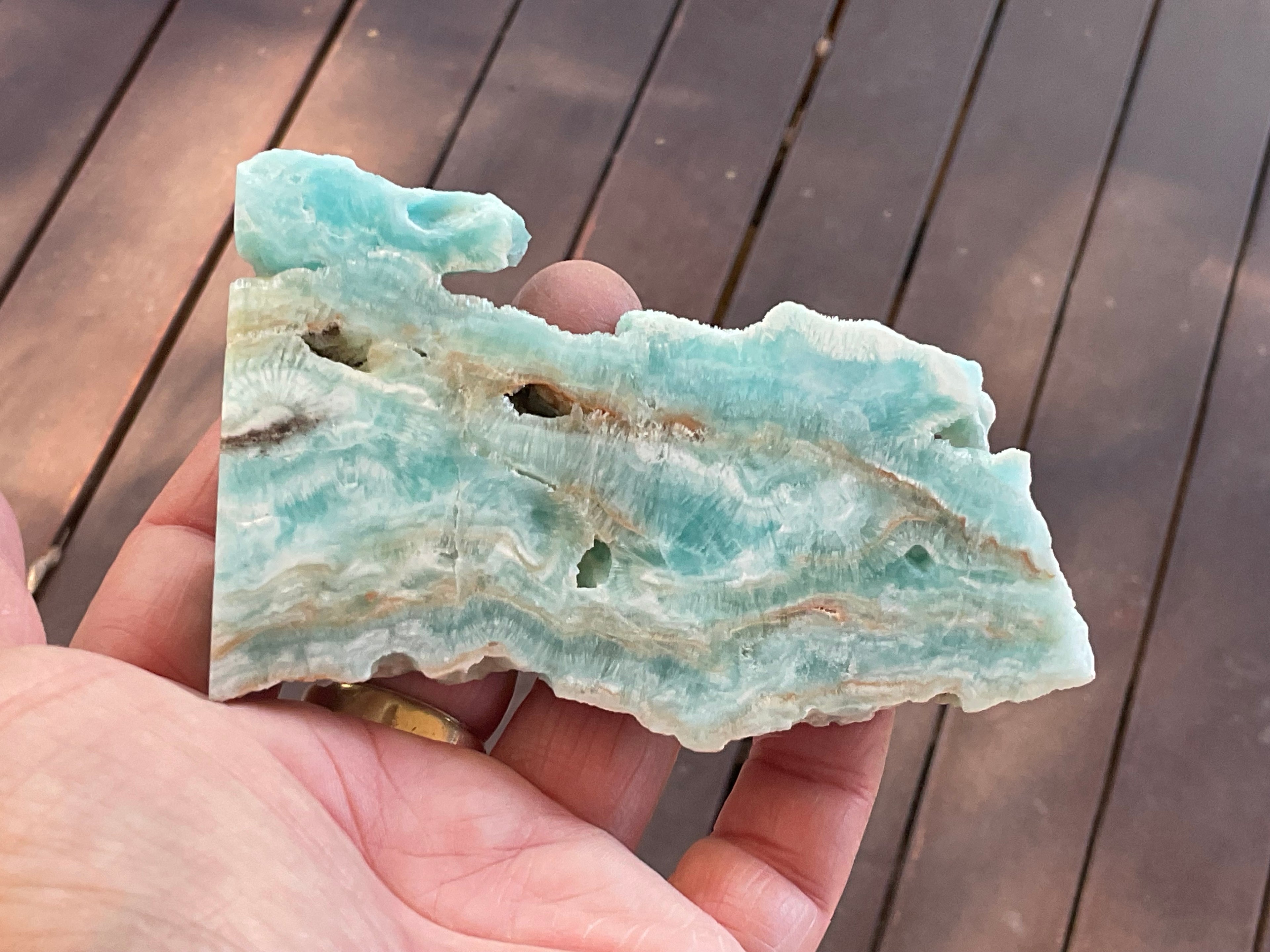 120g Blue Aragonite/Caribbean Blue Calcite Slab