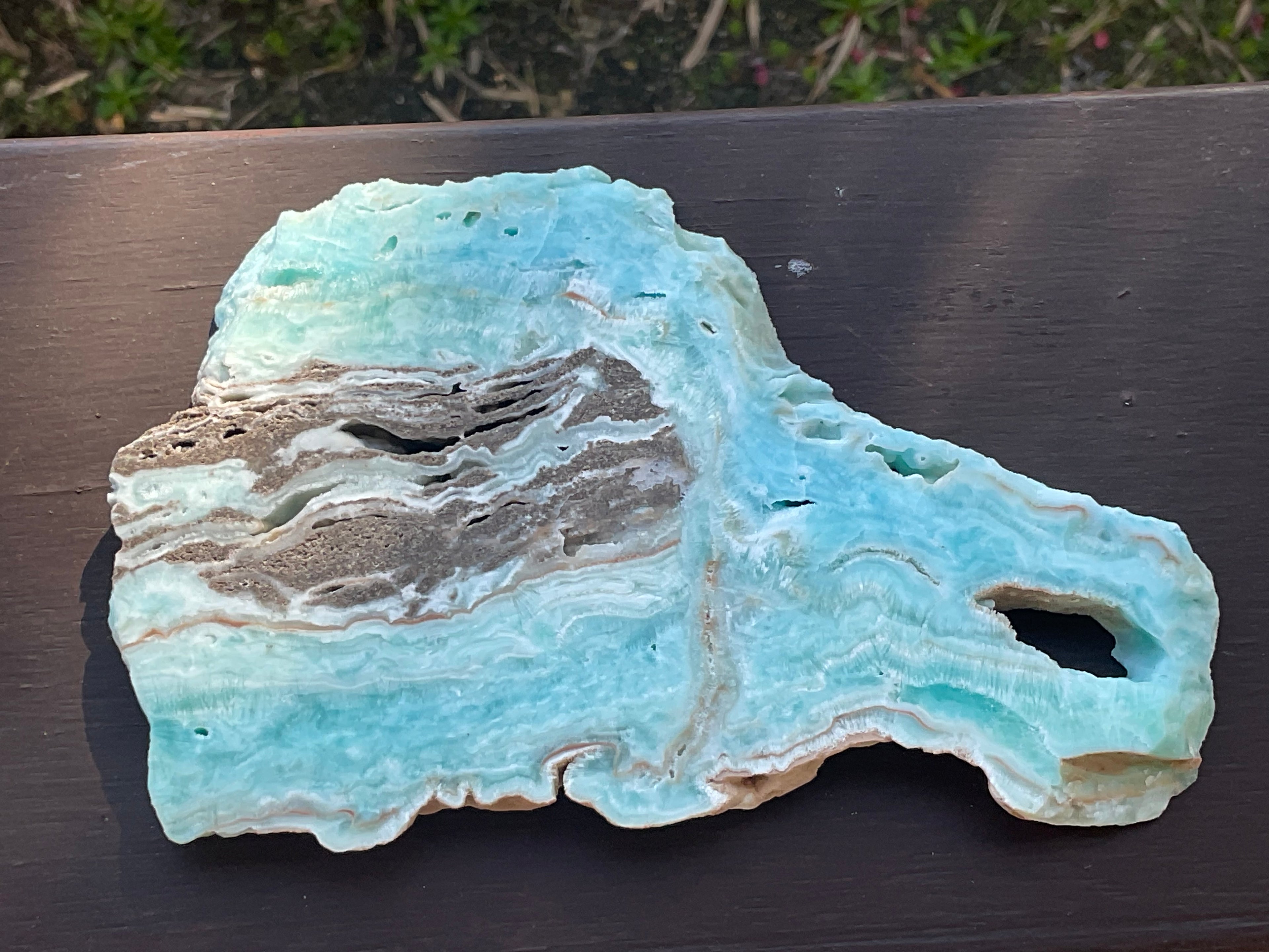 296g Blue Aragonite/Caribbean Blue Calcite Slab