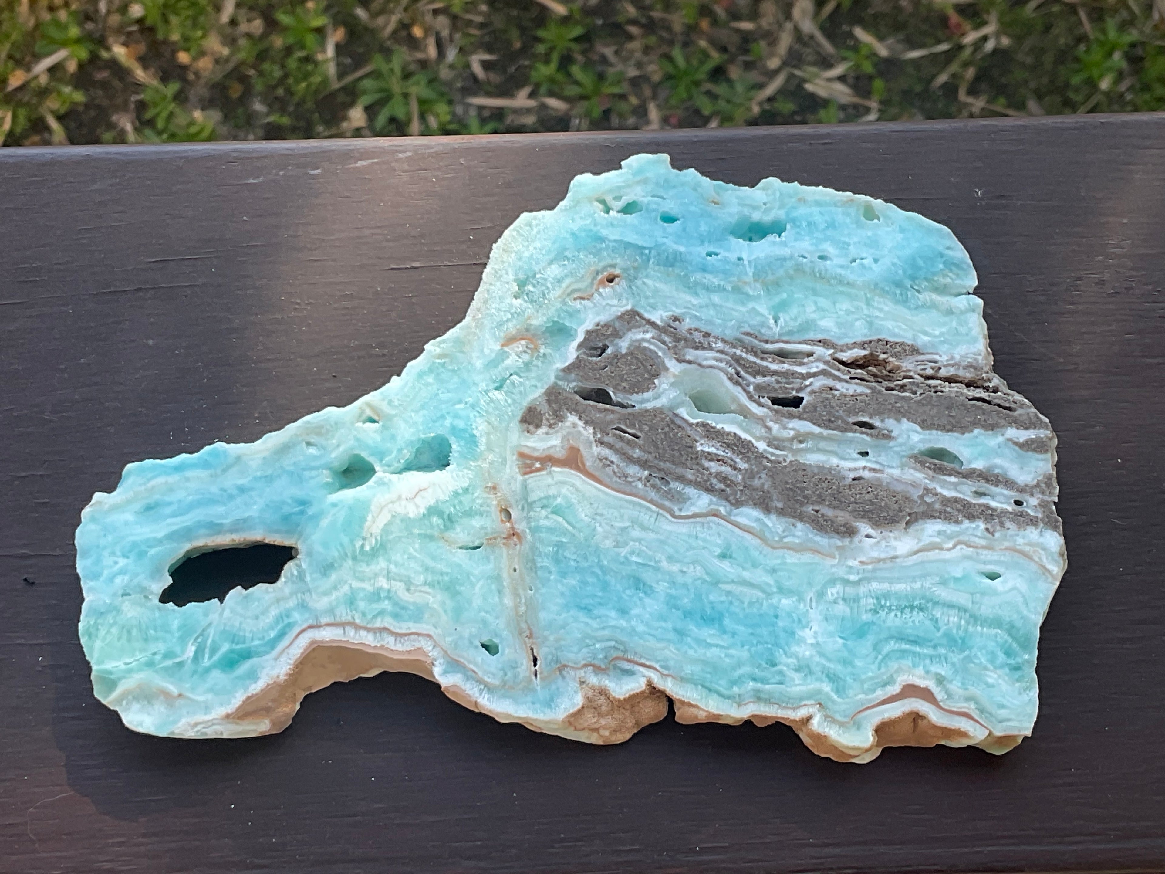 296g Blue Aragonite/Caribbean Blue Calcite Slab