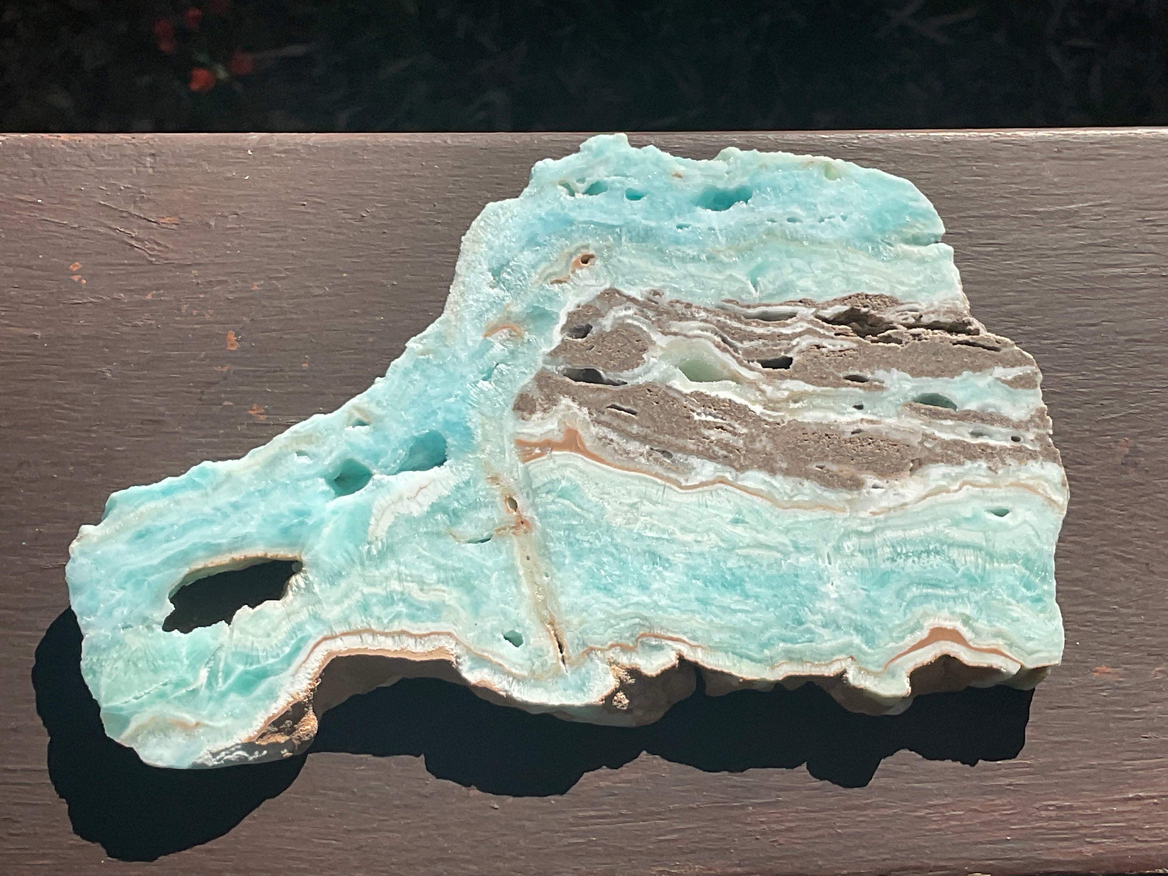 296g Blue Aragonite/Caribbean Blue Calcite Slab