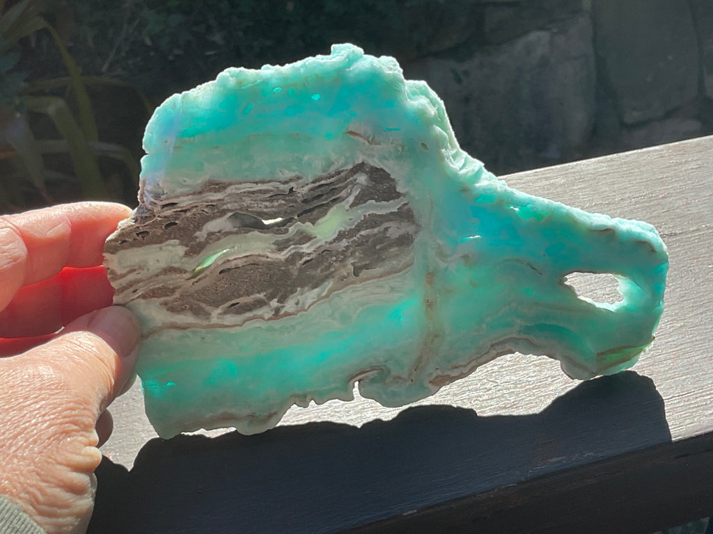 296g Blue Aragonite/Caribbean Blue Calcite Slab