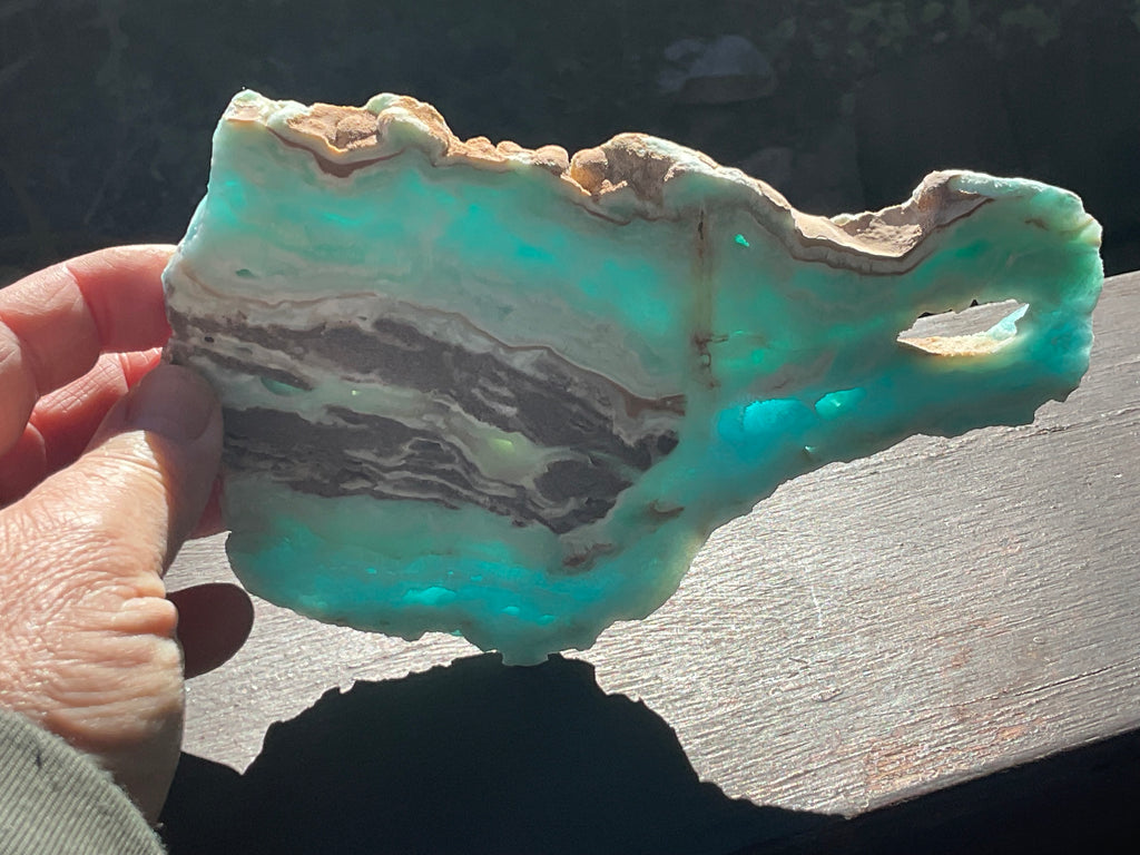 296g Blue Aragonite/Caribbean Blue Calcite Slab
