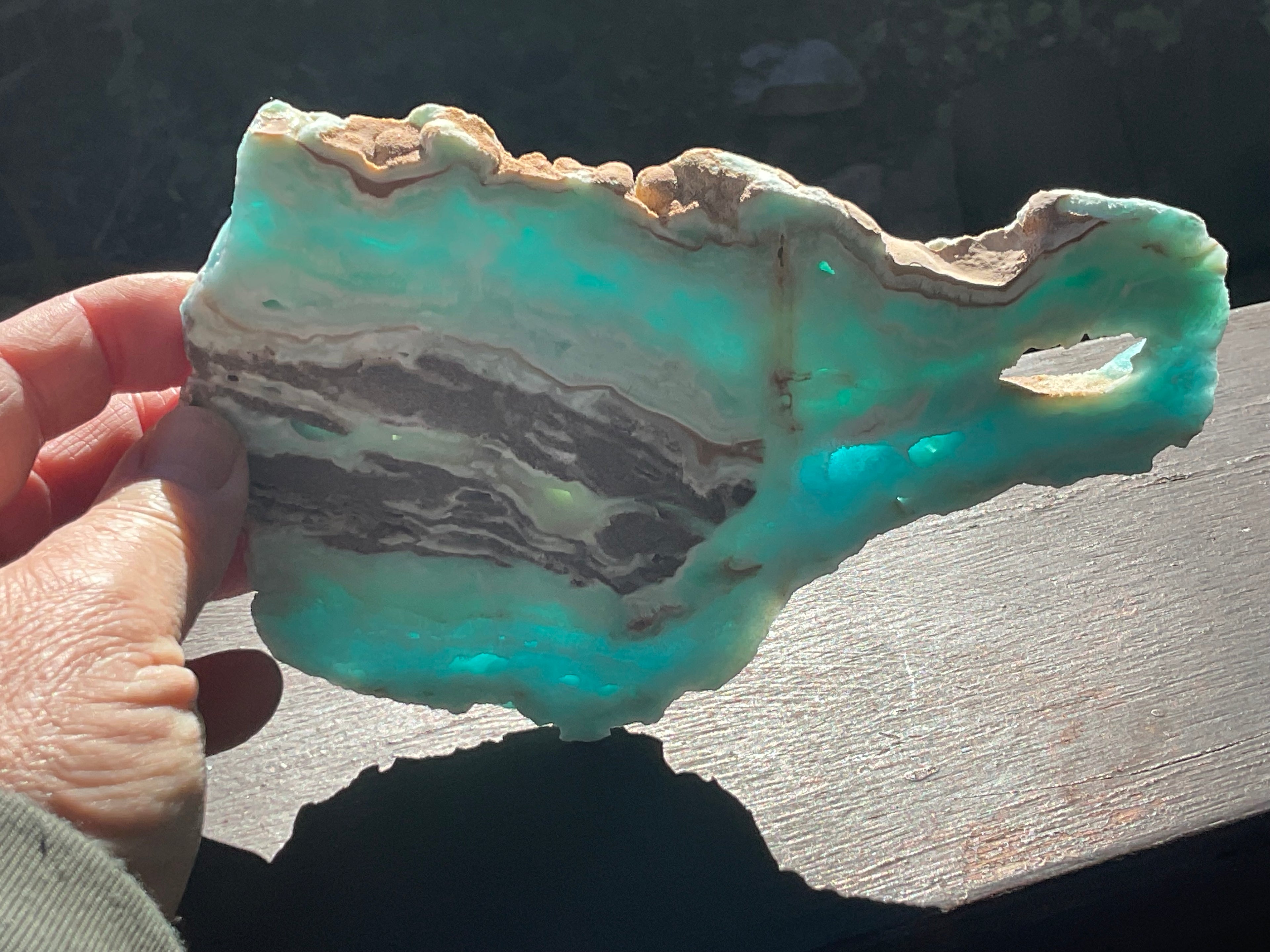 296g Blue Aragonite/Caribbean Blue Calcite Slab