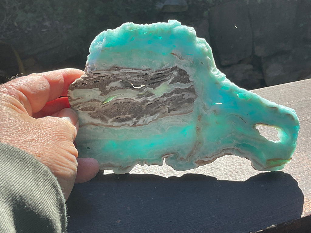296g Blue Aragonite/Caribbean Blue Calcite Slab