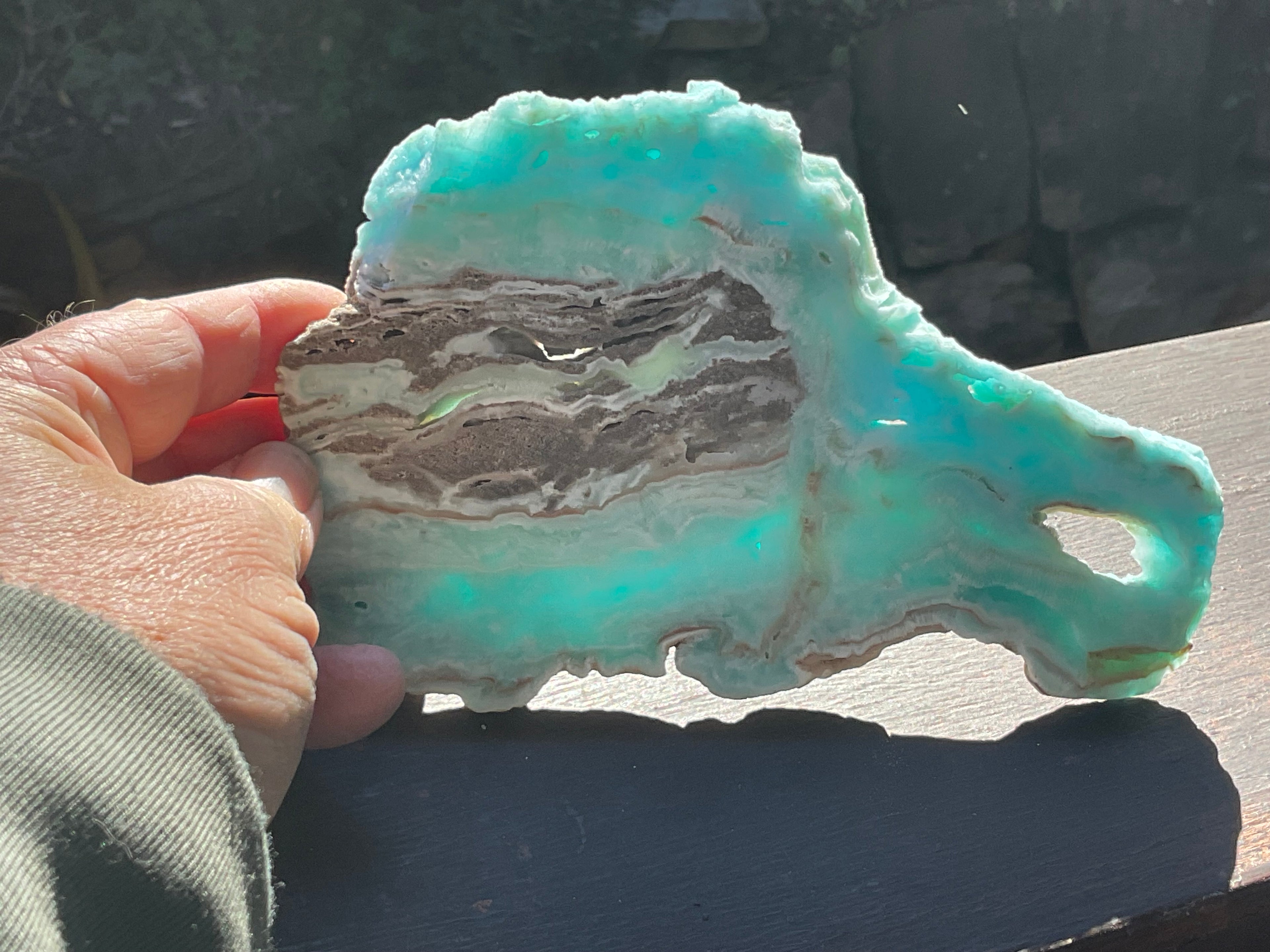296g Blue Aragonite/Caribbean Blue Calcite Slab