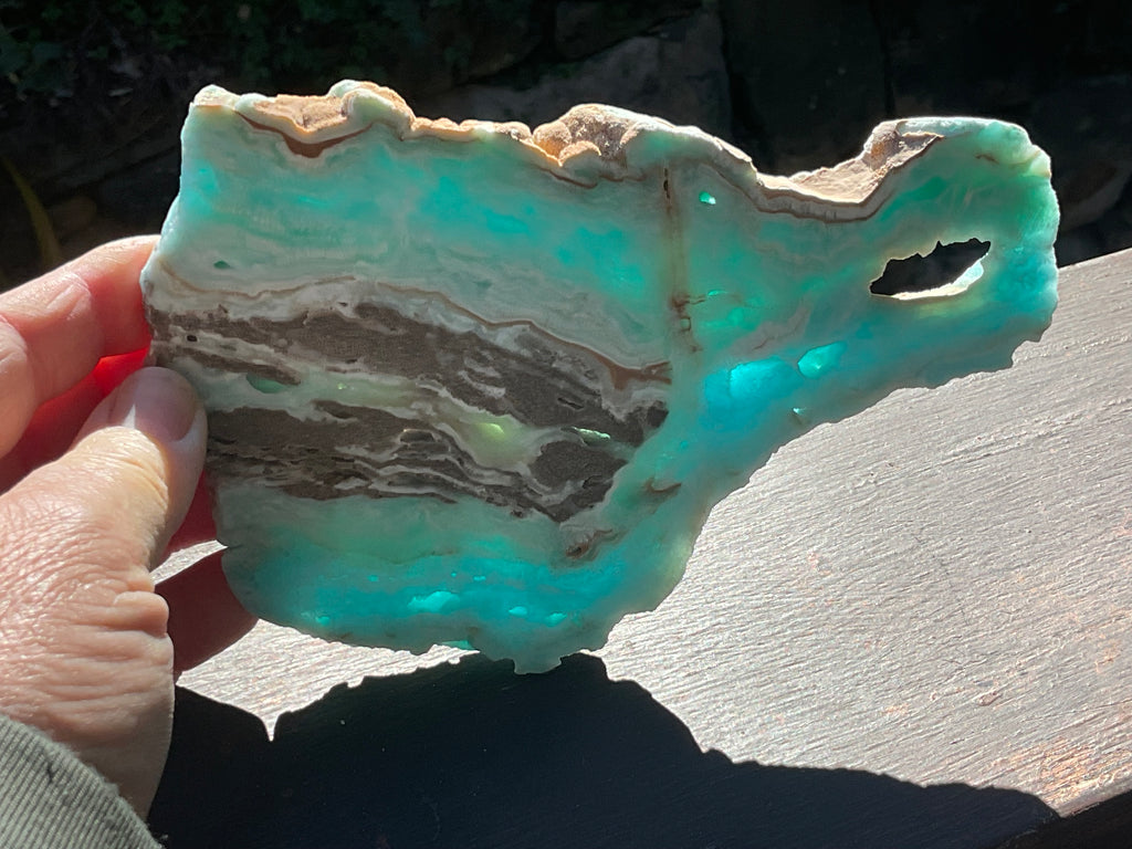 296g Blue Aragonite/Caribbean Blue Calcite Slab