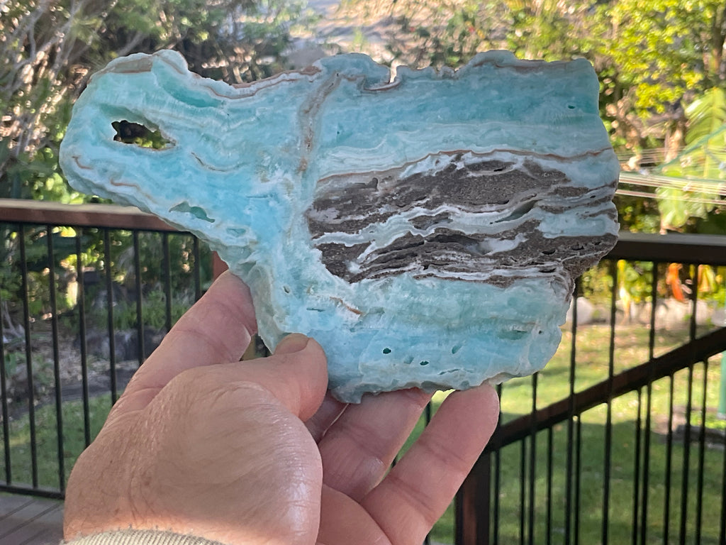 296g Blue Aragonite/Caribbean Blue Calcite Slab