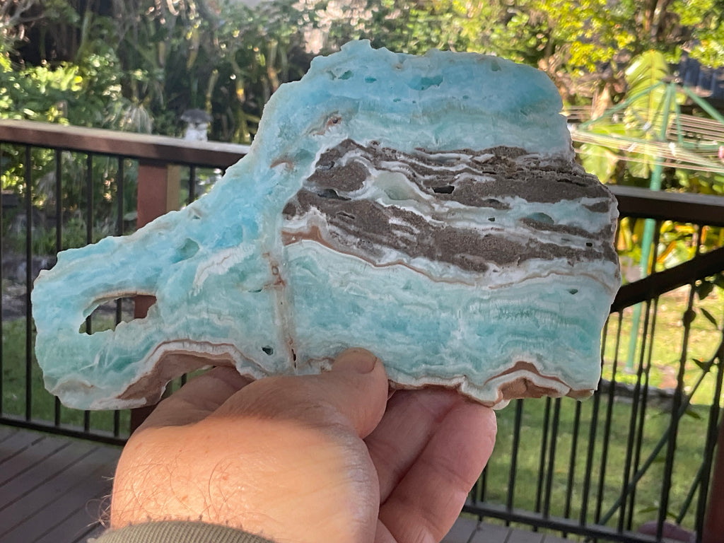 296g Blue Aragonite/Caribbean Blue Calcite Slab
