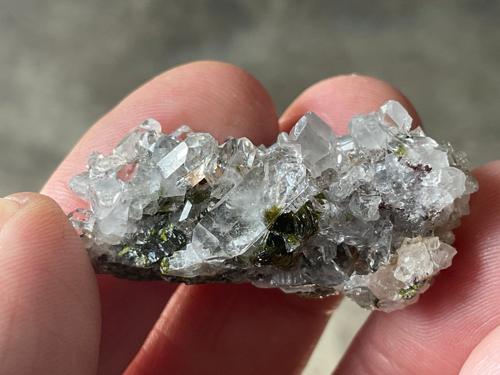 16g Epidote with Quartz Cluster 1B from Sichuan, China