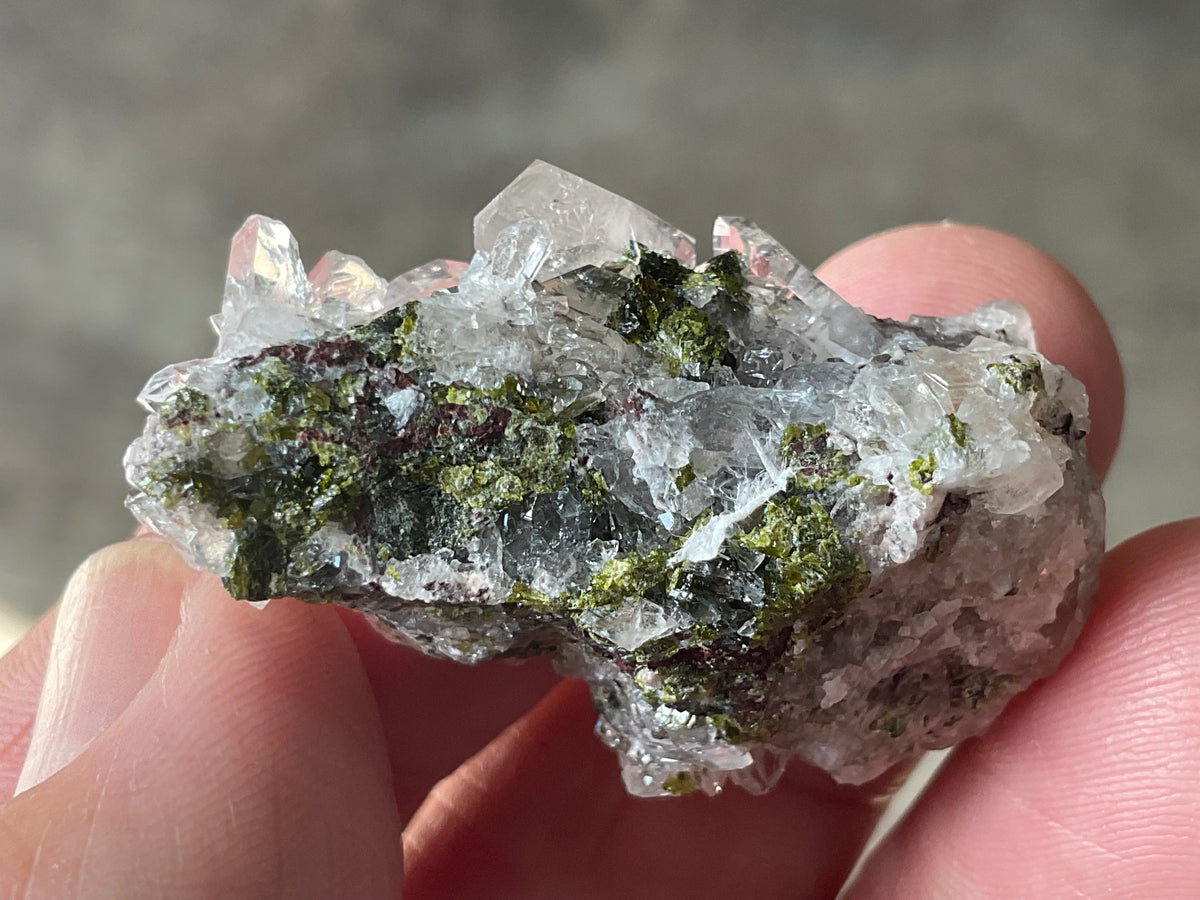 16g Epidote with Quartz Cluster 1B from Sichuan, China