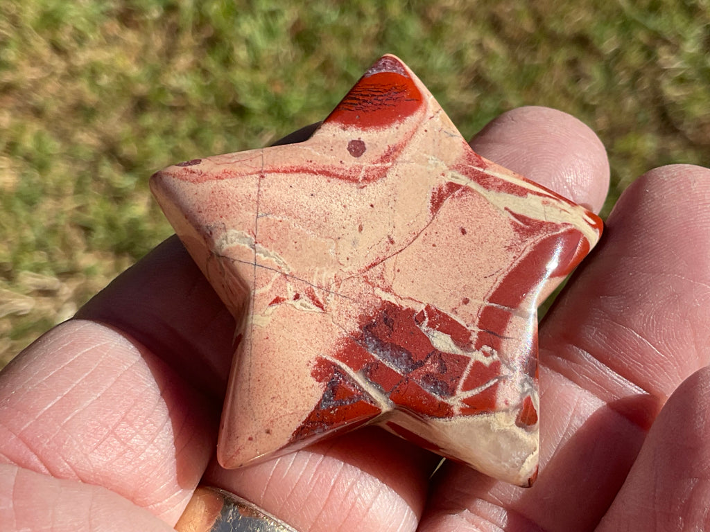 37g Brecciated Red Jasper with Chalcedony Star 2A