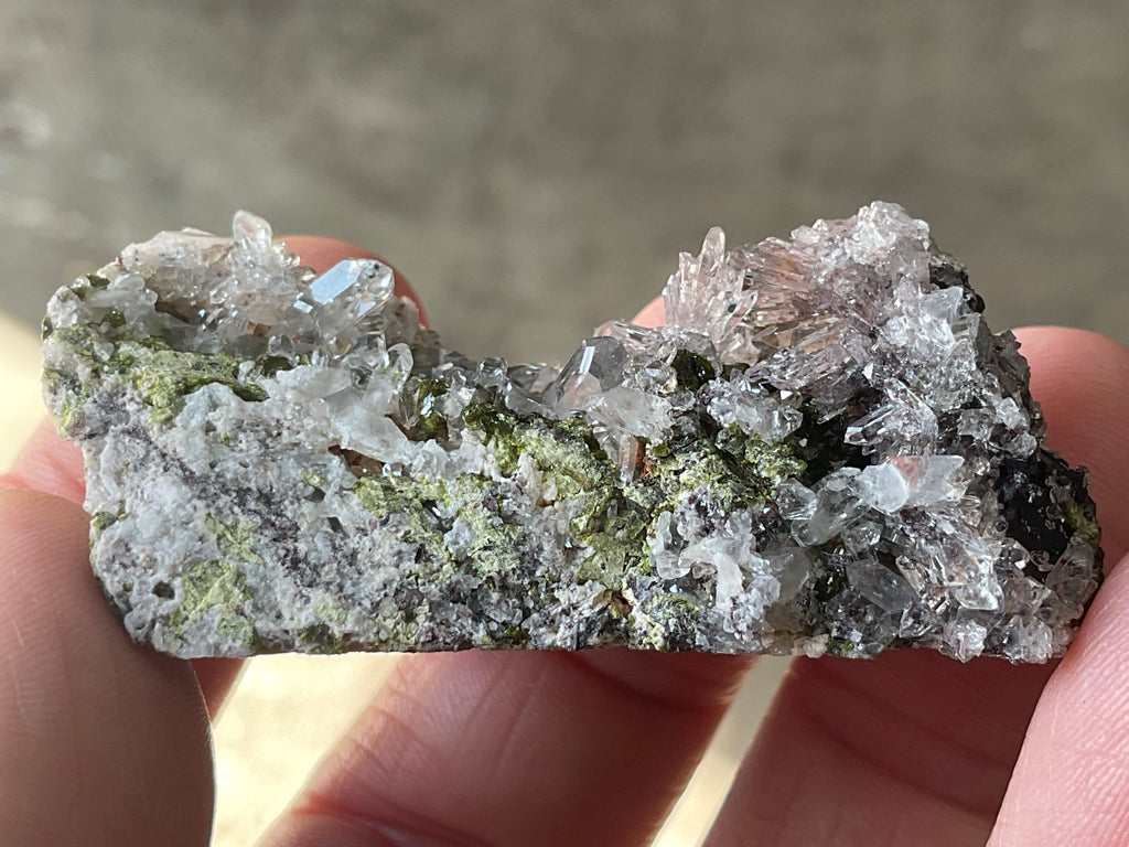38g Epidote with Quartz Cluster Specimen 3A from Sichuan, China