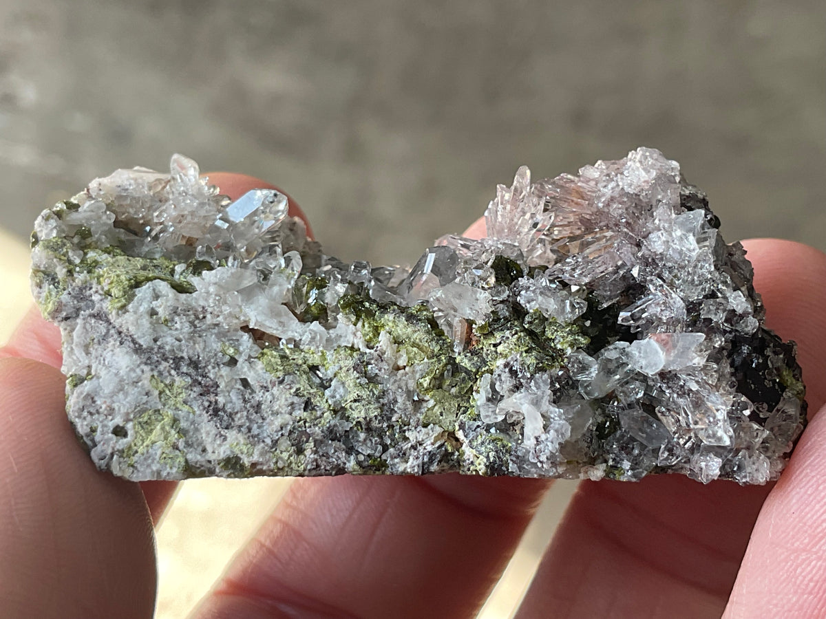 38g Epidote with Quartz Cluster Specimen 3A from Sichuan, China
