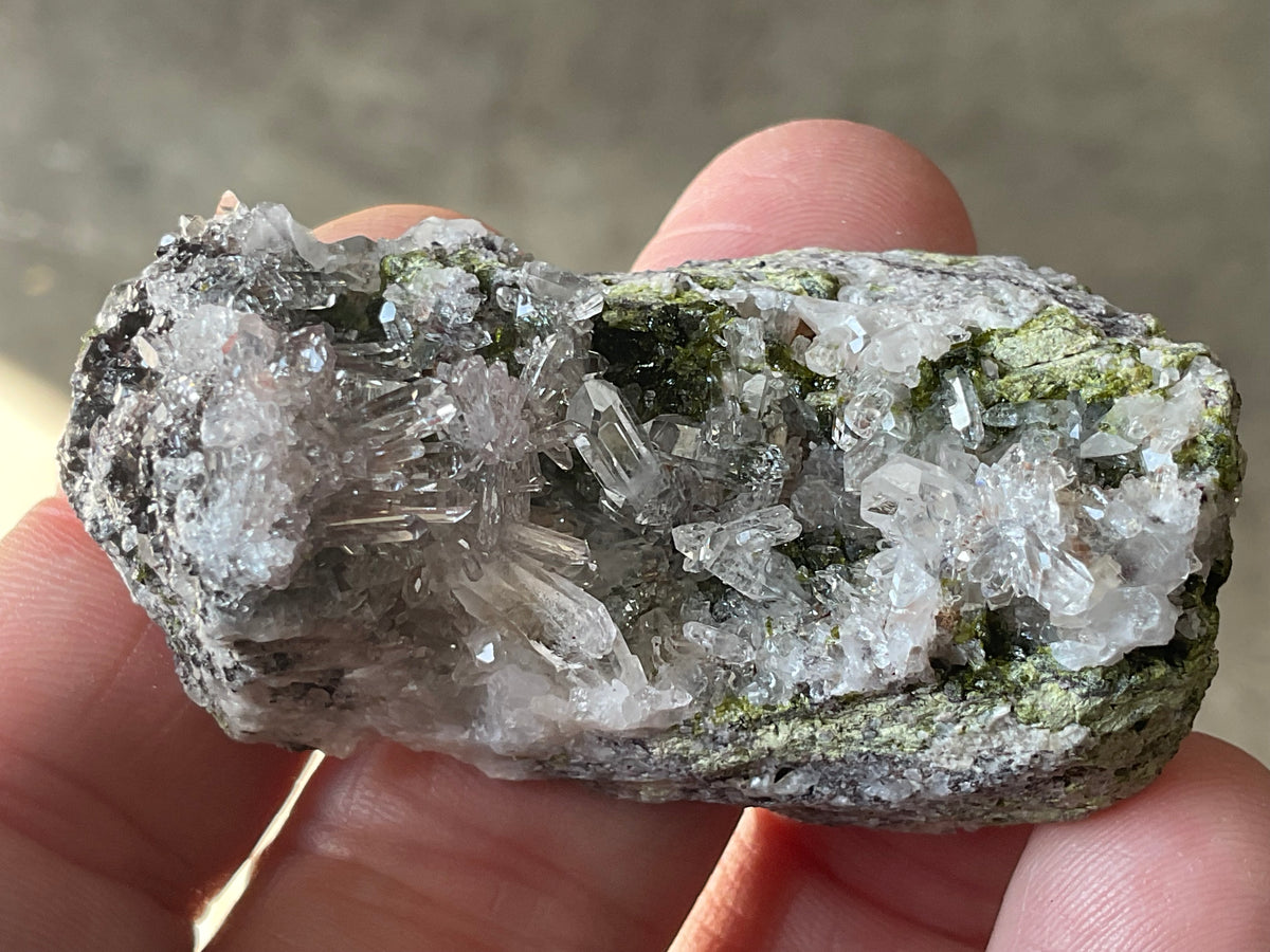38g Epidote with Quartz Cluster Specimen 3A from Sichuan, China
