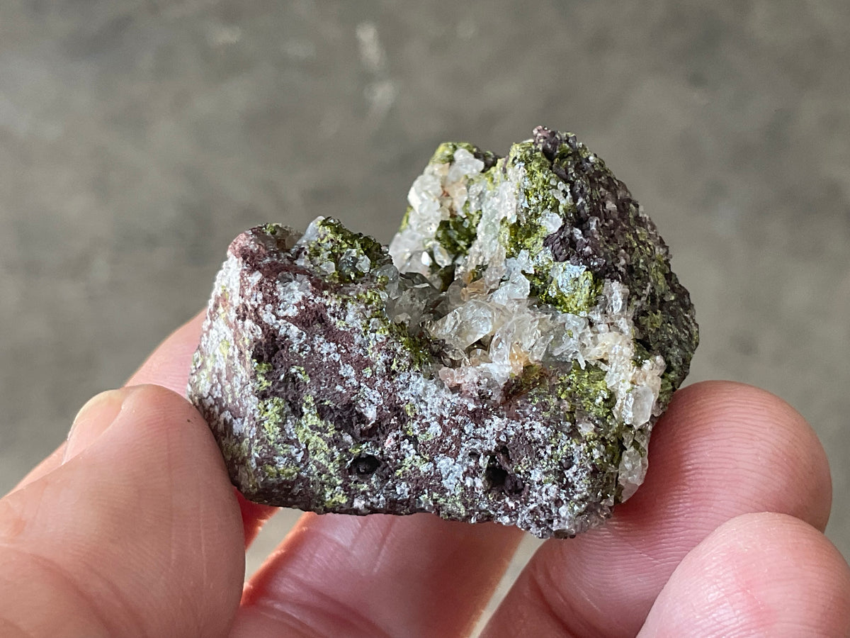 48g Epidote with Clear Quartz Cluster Specimen 4A from Sichuan, China