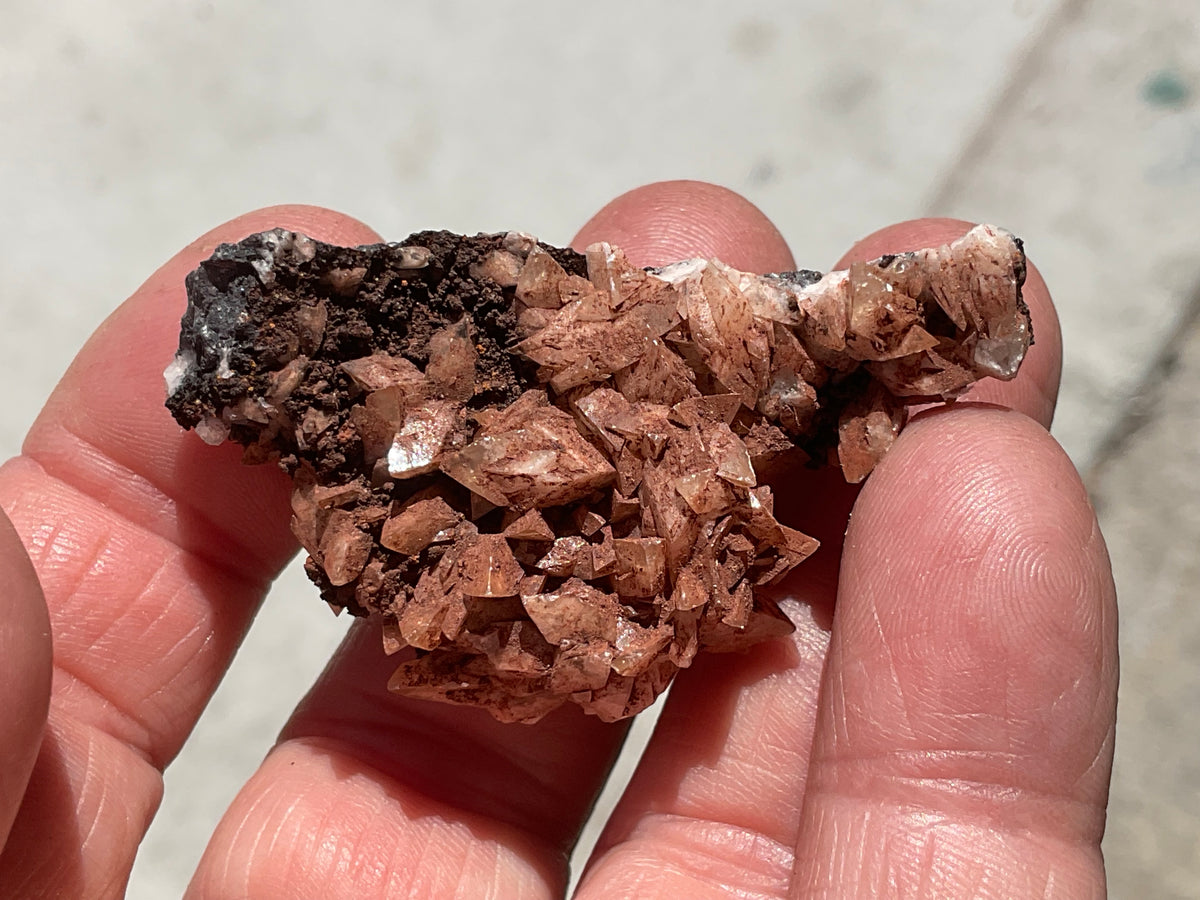 30g Diamond Calcite on Black Siderite with Red Hematite