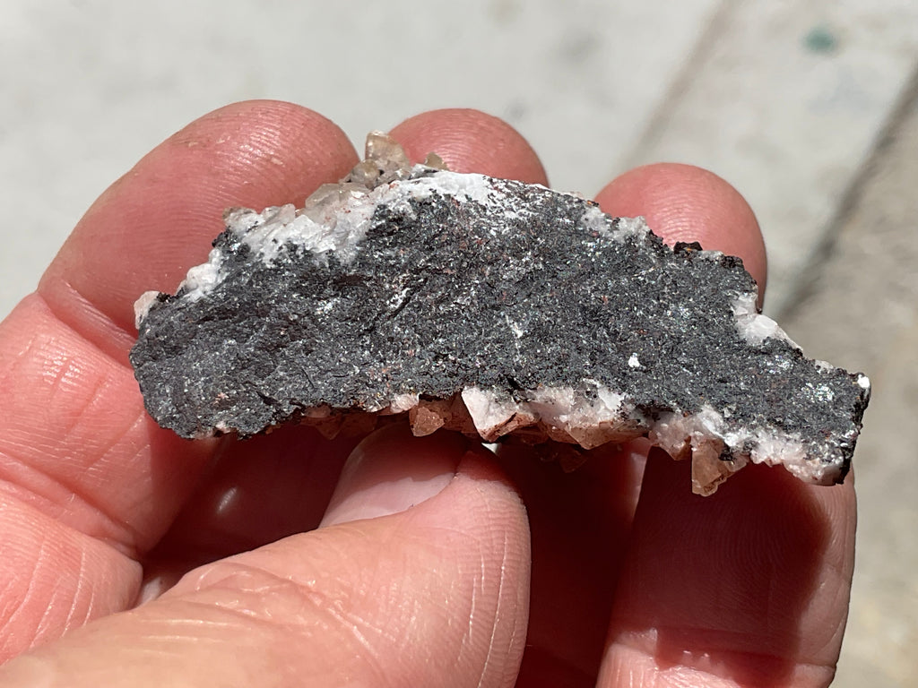 30g Diamond Calcite on Black Siderite with Red Hematite