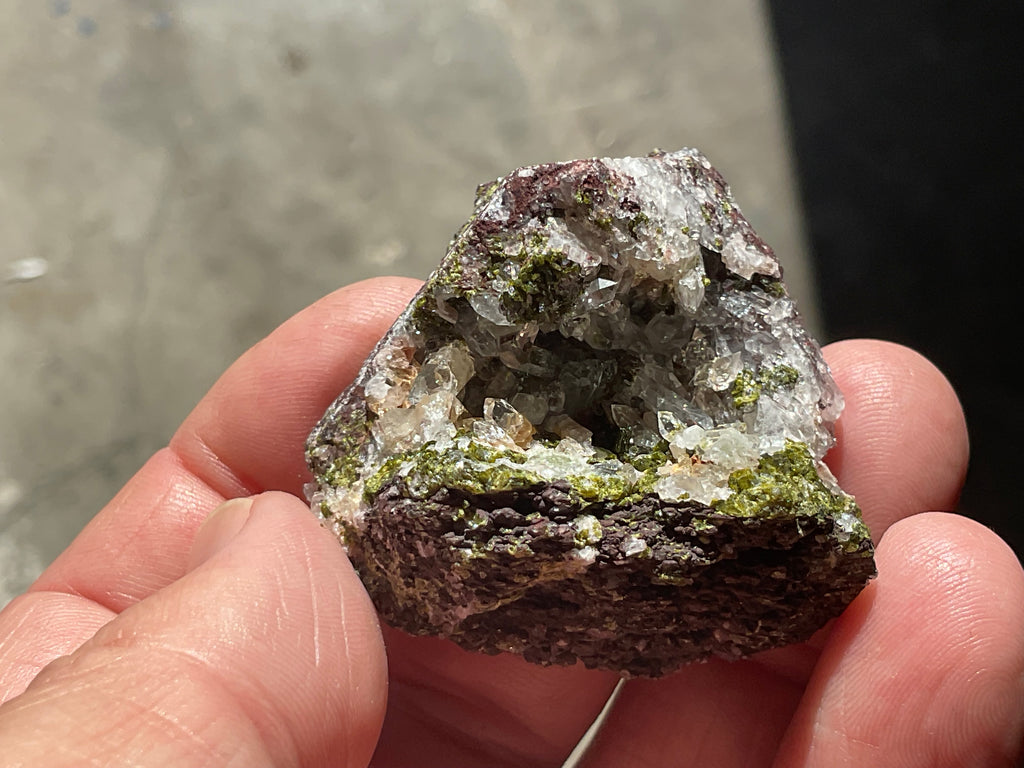 48g Epidote with Clear Quartz Cluster Specimen 4A from Sichuan, China