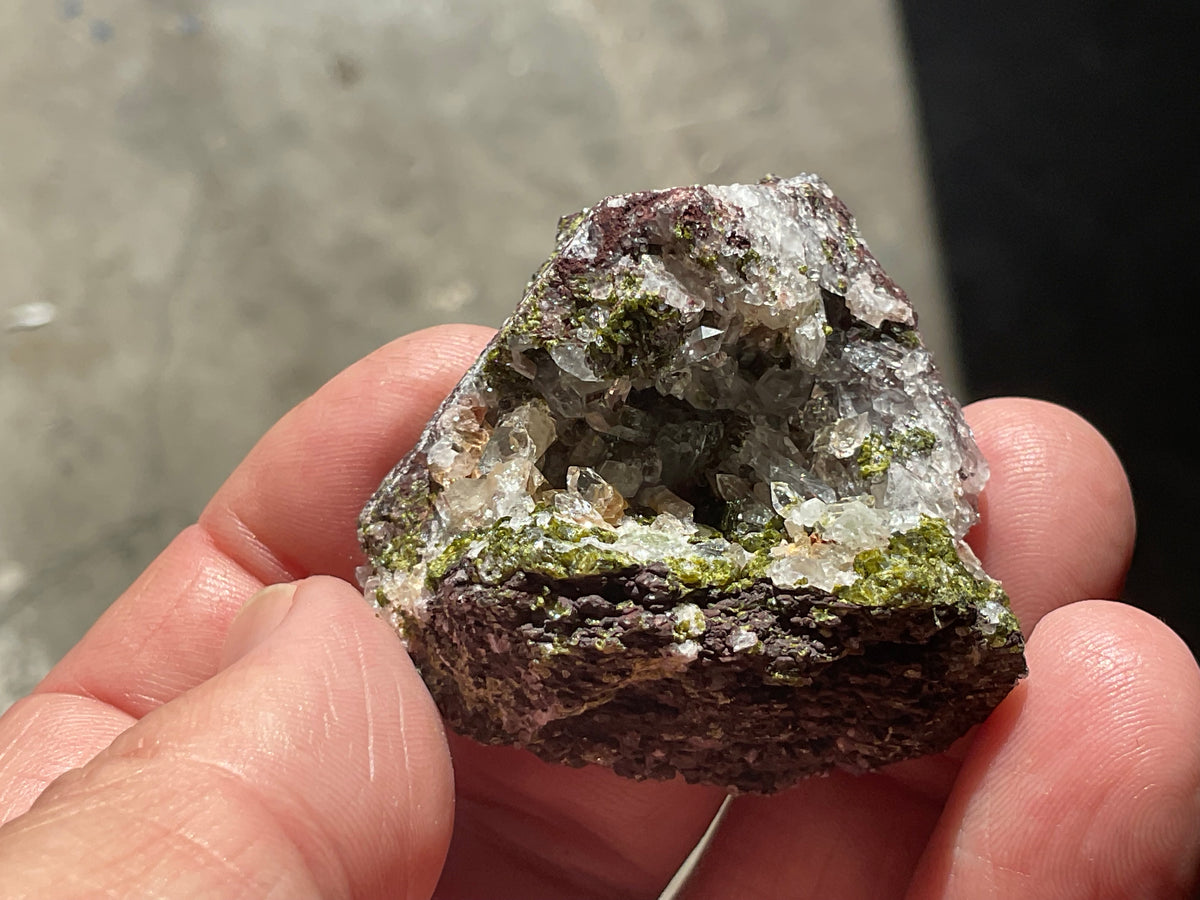 48g Epidote with Clear Quartz Cluster Specimen 4A from Sichuan, China
