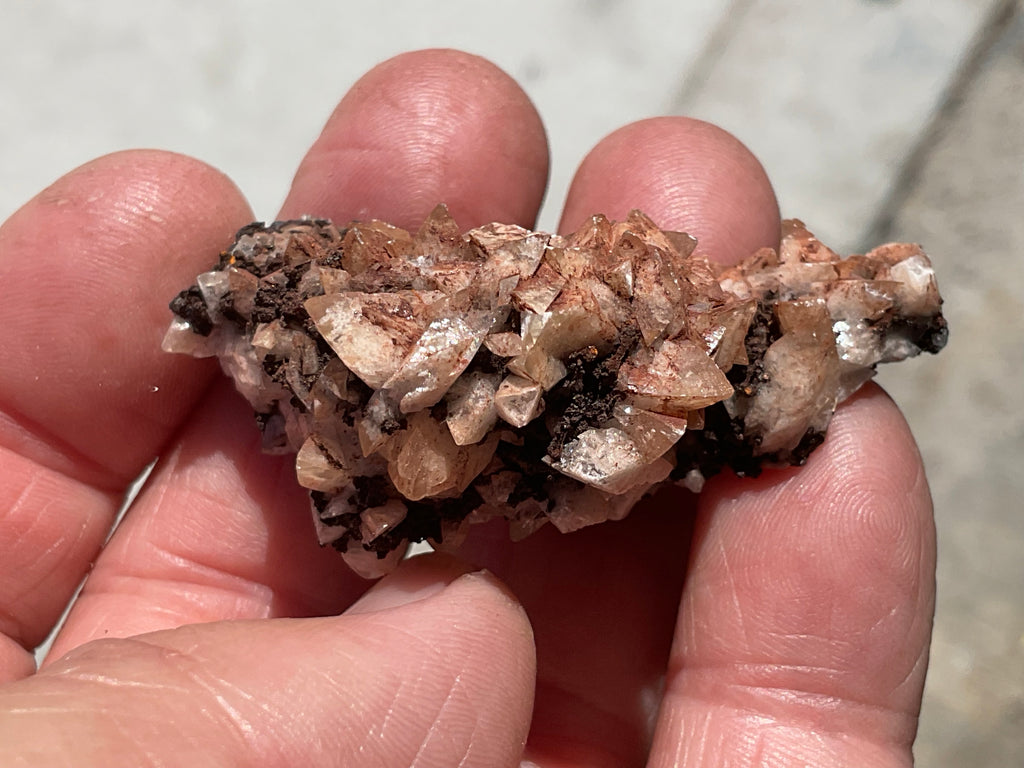 30g Diamond Calcite on Black Siderite with Red Hematite