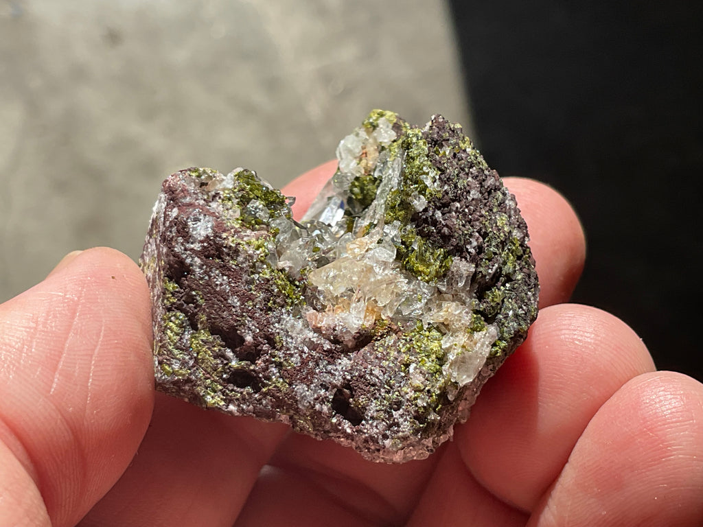 48g Epidote with Clear Quartz Cluster Specimen 4A from Sichuan, China