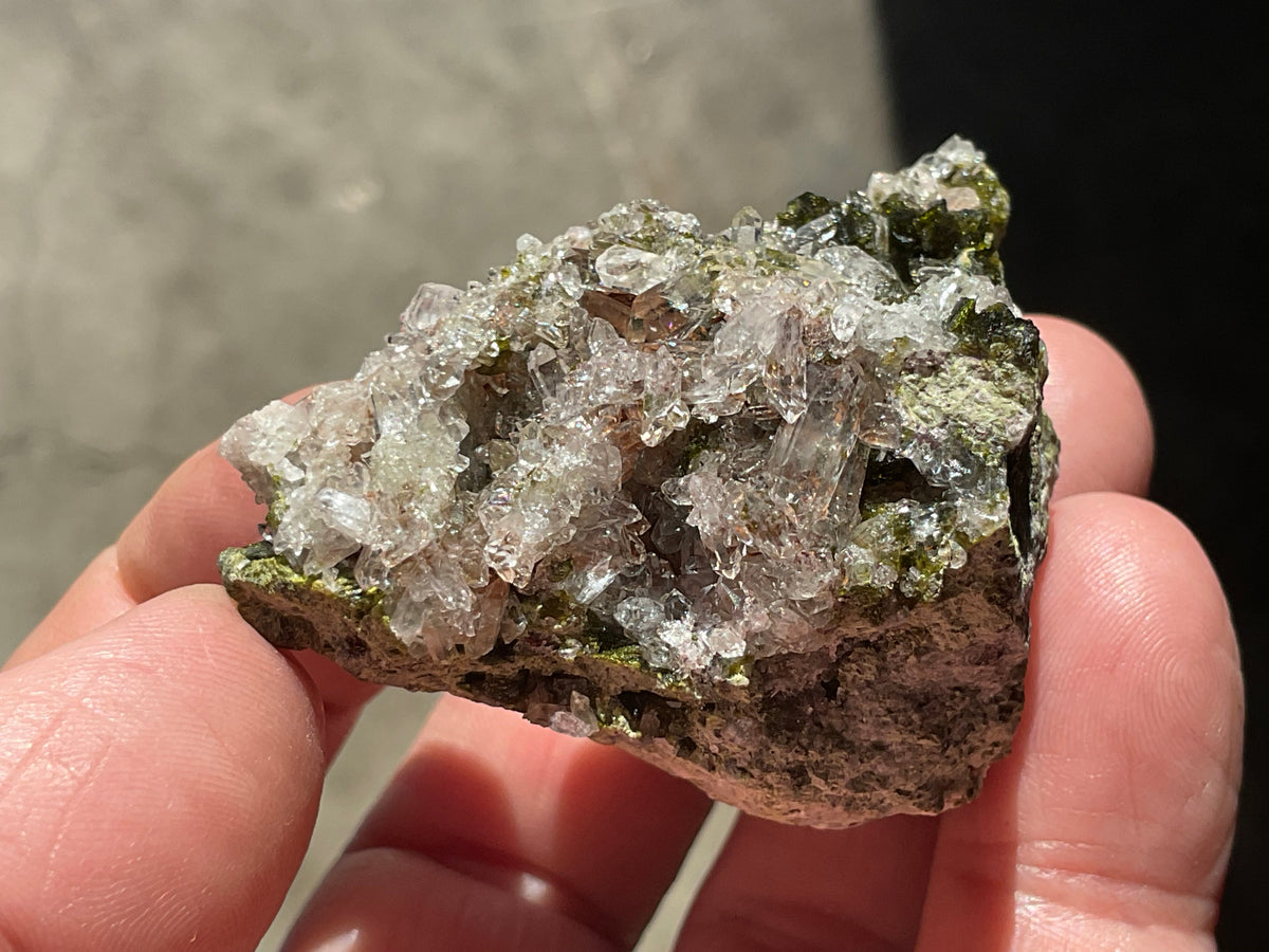 76g Epidote with Clear Quartz Cluster 4B from Sichuan, China