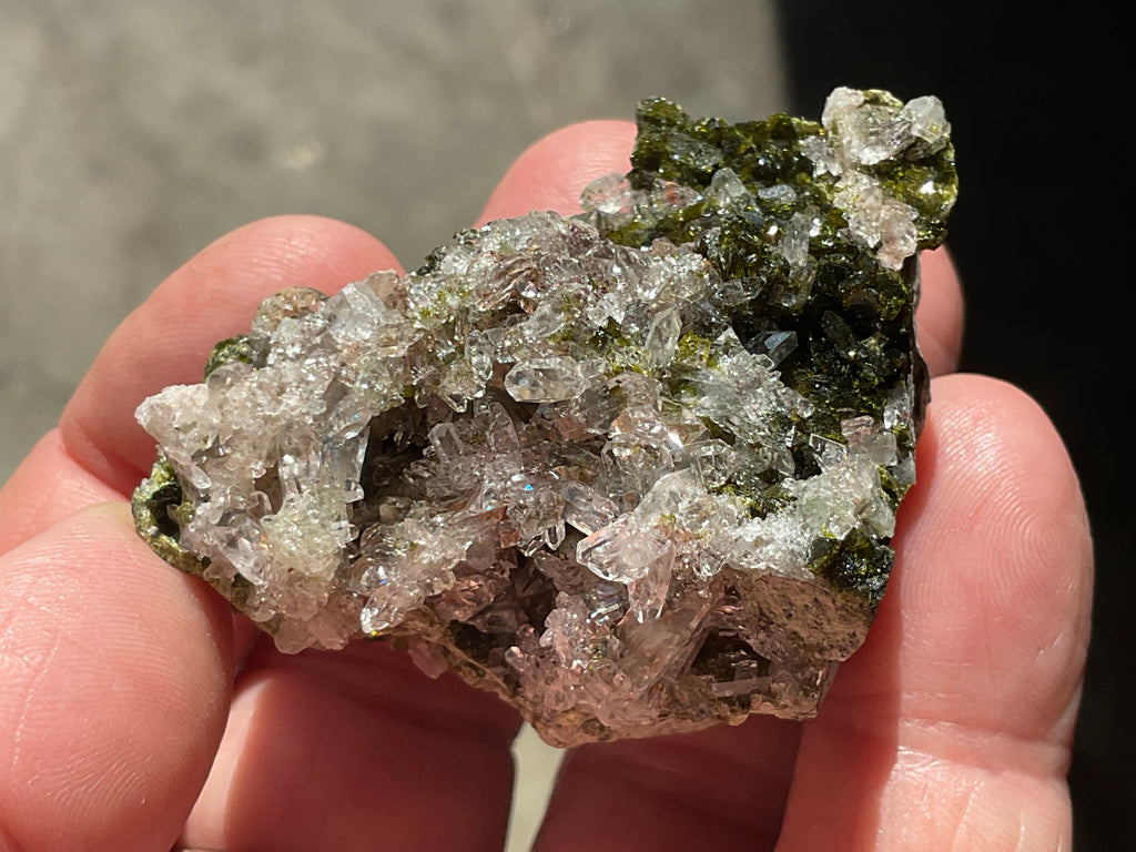 76g Epidote with Clear Quartz Cluster 4B from Sichuan, China