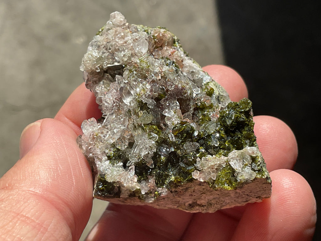 76g Epidote with Clear Quartz Cluster 4B from Sichuan, China