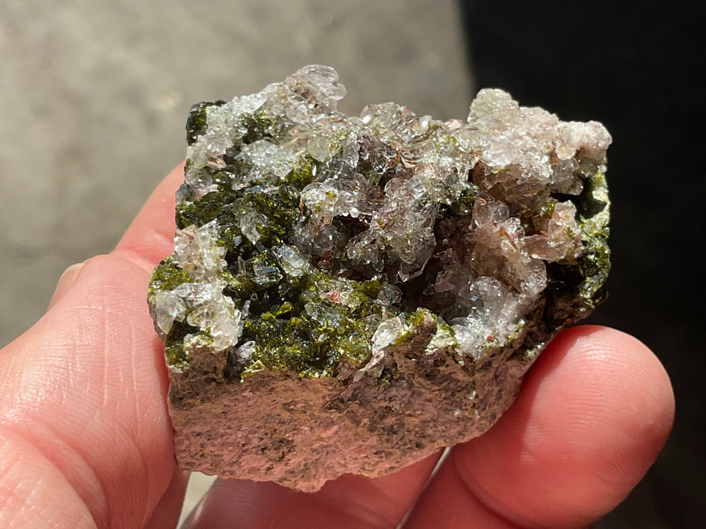 76g Epidote with Clear Quartz Cluster 4B from Sichuan, China