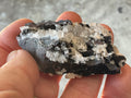 62g Diamond Calcite on Black Siderite with Red Hematite Specimen 4A