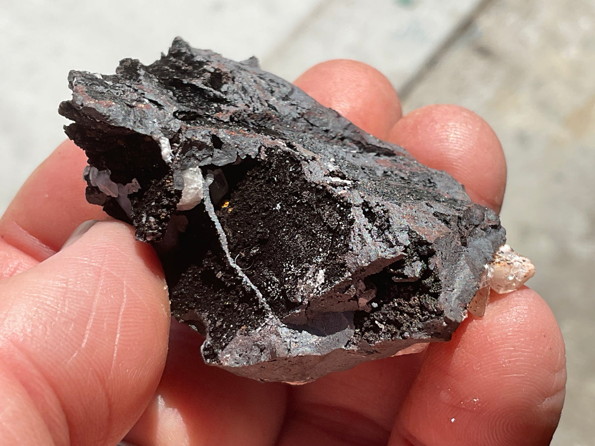 64g Diamond Calcite on Black Siderite with Red Hematite Specimen 4C
