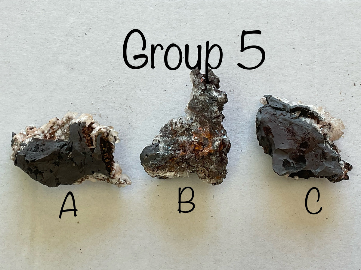 70g Diamond Calcite on Black Siderite with Red Hematite Specimen 5C